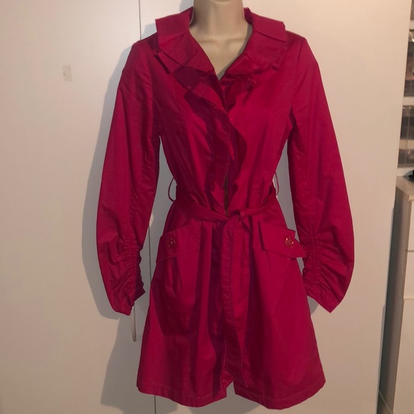 🎉SALE Fuchsia Pink Coat- Ruched Sleeves - Picture 4 of 4